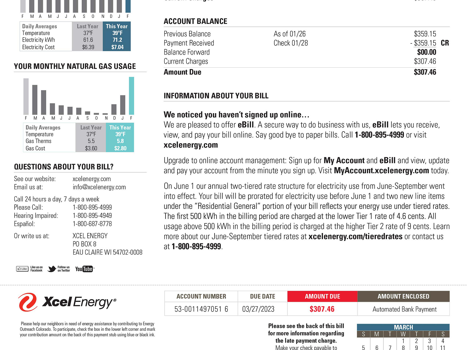 Xcel Energy Utility Bill North Dakota by Document Store on Dribbble