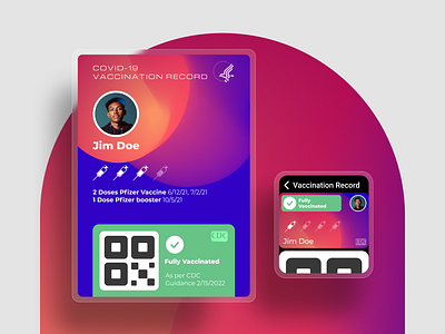 Digital Covid-19 Vaccination Card apple wallet design digital card digital passport figma gradient graphic design id app ios mobile banking mobile card mobile id mobile identification passport smartwatch ui ux wallet watch watch os