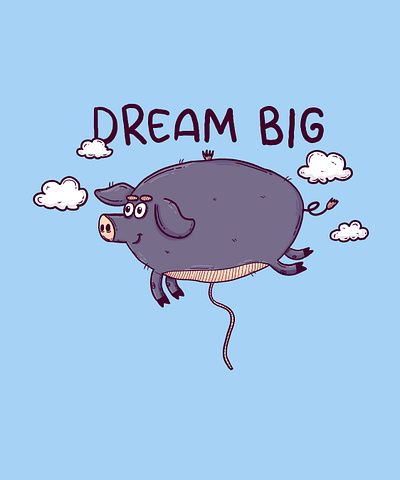 Dream Big 2d animal branding cartoon character characterdesign cute design illustration illustrator logo pig piggy ui vector