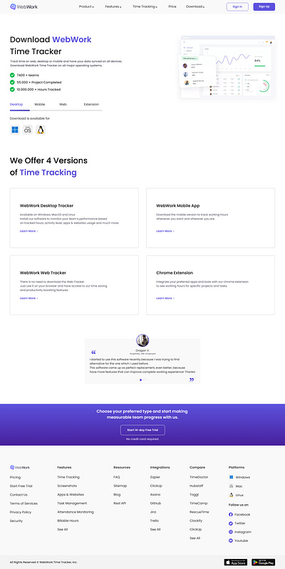 WebWork Time Tracking Tool Website Design design time time tracking track ui uiux ux uxui web web design