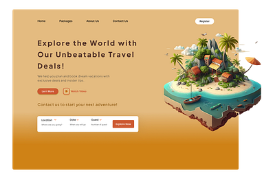 Travel Agency website - Landing page 3d landingpage travel travel agency trip ui