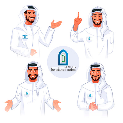 'Insurance House' Character Design arab arabian character character design illustration khaleeji male man men middle eastern poses vector