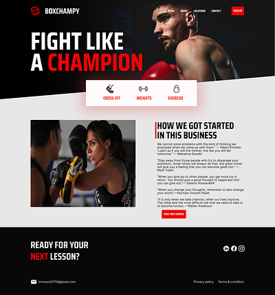 GYM SITE LANDING PAGE design ui ux