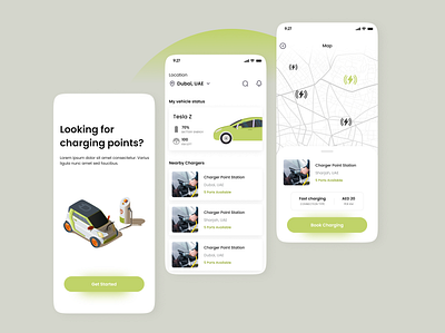 Electric Car Mobile App design graphic design illustration ui ux vector