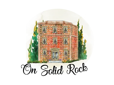 Watercolor feminine logo design for "On Solid Rock" brand element brand guides branding branding kit business cards business logo color codes custom custom logo design emblem logo illustration logo on demand logo watercolor watercolor building watercolor logo