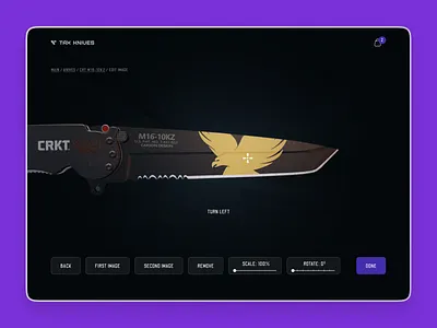 Knife constructor interface in the gun shop design ui uidesign uxdesign
