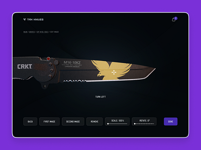 Knife constructor interface in the gun shop design ui uidesign uxdesign