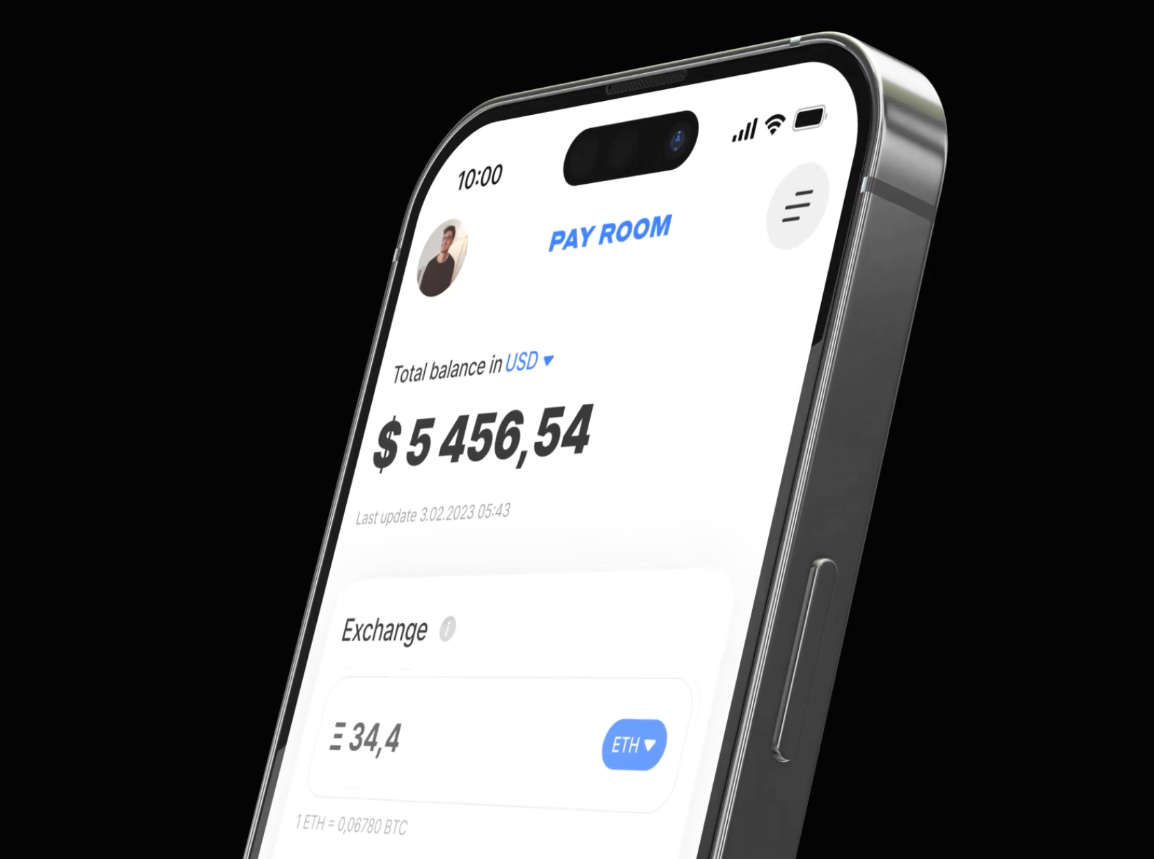 Exchanger app — PAY ROOM 3d animation bank app btc cards crypto exchanger mobile motion graphics wallet