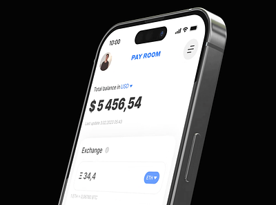 Exchanger app — PAY ROOM 3d animation bank app btc cards crypto exchanger mobile motion graphics wallet