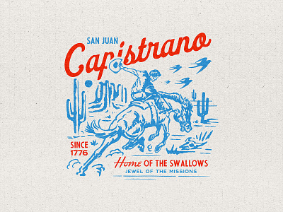 San Juan Capistrano apparel branding bronco cactus cowboy desert horse illustration mission rodeo san juan capistrano swallow vintage western