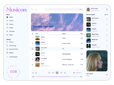 Daily UI Challenge - Day 9: Media Player design ui ux webpage