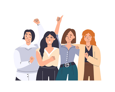 Teamwork with businesswomen achievement adobe illustrator branding business illustration businesswomen character character design collaboration cooperation feminism flat design girls support girls goals people personage design team team building teamwork vector illustration womens month