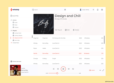 Winamp Music Player Redesign app design typography ui ux