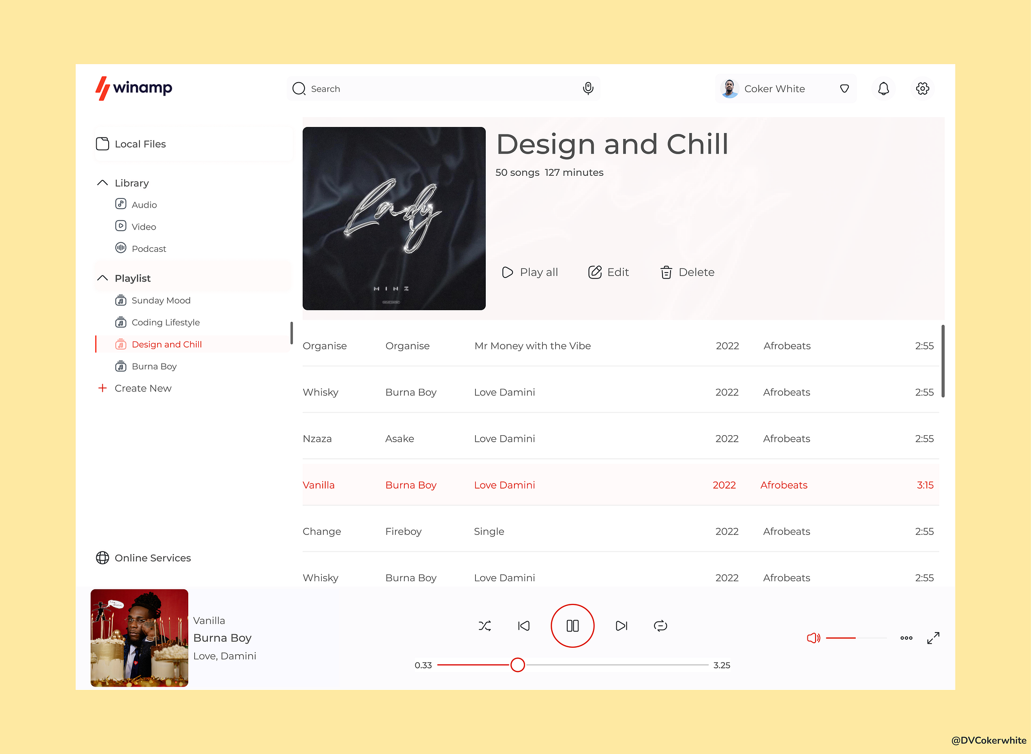 Winamp Music Player Redesign by Coker White on Dribbble