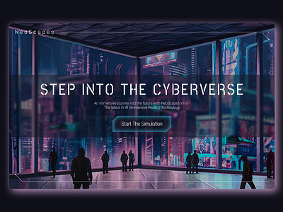 NeoScapes V1.0 - Immersive Reality Simulations blue clean cyber cyberpunk cyberverse design futuristic landing page minimal modern outrun purple simulation tech ui web design website