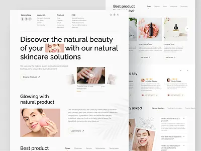 SkinnyGlow - Skincare & Cosmetic Landing Page concept cosmetics figma homepage landing page minimalis design modern design product design skincare treatment ui user interface website