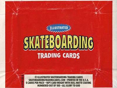 Illustrated Skateboarding Trading Cards - Wax Pack Wrapper branding classic packaging red skate skateboard skateboarding sticker stickers texture trading card trading cards type vintage wax pack wrapper