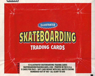 Illustrated Skateboarding Trading Cards - Wax Pack Wrapper branding classic packaging red skate skateboard skateboarding sticker stickers texture trading card trading cards type vintage wax pack wrapper