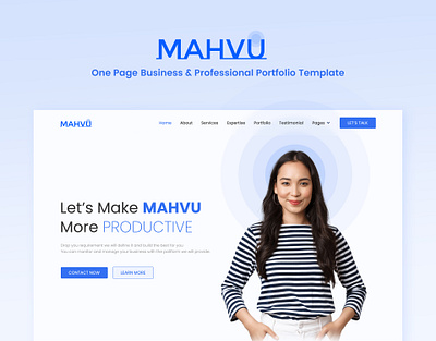 Mahvu – One Page Business & Professional Portfolio Template branding business corporate design designtocodes graphic design homepage homepagedesign logo personal portfolio ui