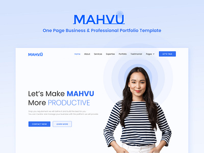 Mahvu – One Page Business & Professional Portfolio Template branding business corporate design designtocodes graphic design homepage homepagedesign logo personal portfolio ui