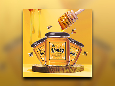 Honey Ad Design adobe illustrator branding graphic design honey honey ad illustration manipulation manipulation ad poster product ad product ad design