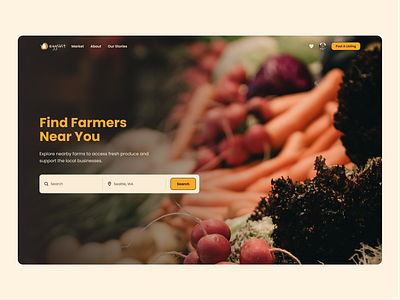 Eggslist Homepage farm farmer farming filters hero homepage marketplace search uiux web web design website design