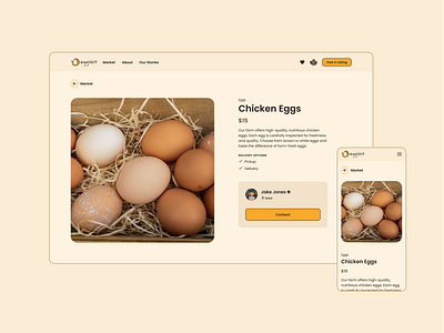 Eggslist Product Page e commerce ecommerce farm groceries marketplace produce product page responsive shop shopping uiux web design website design