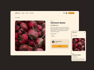 Responsive Eggslist Product Page e commerce ecommerce farm groceries marketplace produce product page responsive shop shopping uiux web design website design