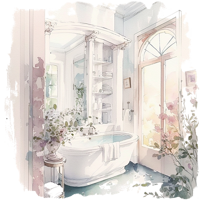 Luxury Bathroom iilu illustration watercolor watercolour