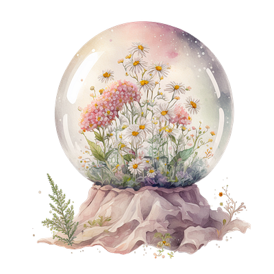 Floral Crystal Ball illustration watercolor watercolour