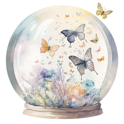 Butterfly Crystal Ball illustration watercolor watercolour