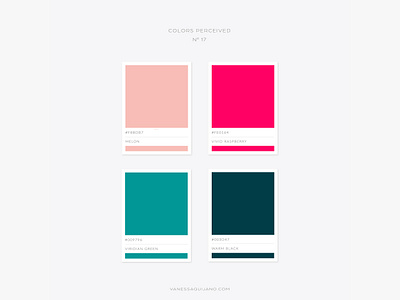 COLORS PERCEIVED NO 17 brand brand identity branding color colorpalette design green hotpink identity inspiration pink teal