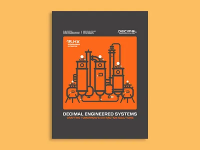 15.HX Hydrocarbon Extractor Poster 15.hx abstract branding cannabis decimal decimal engineered systems equipment geometric graphic design hydrocarbon extractor icon illustration line art line illustration logo metal poster vector