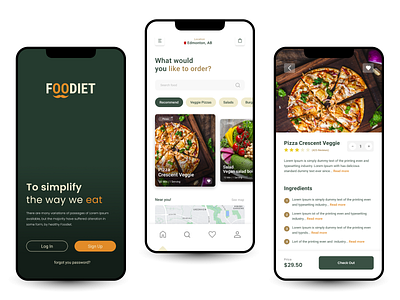 FOODIET - Food Delivery Mobile App 🍔🍟 app design figma graphic design logo minimalist mobile app typography ui ux