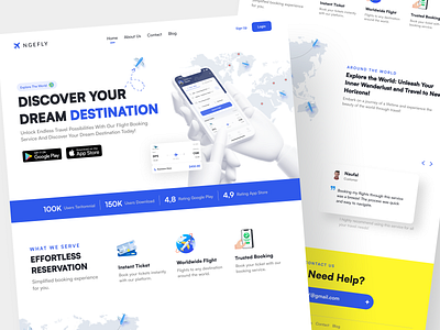 NGEFLY - Ticket Booking Landing Page about us airplane boarding pass booking booking system clean company profile flight flight booking flight landing page flight search home landing page minimalist plane ticket ticket landing page transport landing page travel website