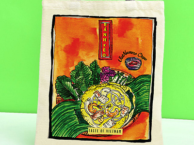 MY SKETCH FOR TOLE BAG PRINT artwork banhxèo da nang design graphic design illustration kiến truc vietnam vietnamfood watercolor xèo cake