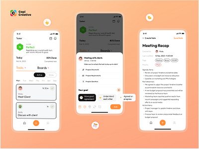 Productivity Management - Mobile App Design app app design capi creative creative app design managerment app mobile mobile app productivity productivity managerment ui