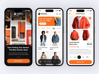 Fashion Mobile App - Maxlook app design clothes e commerce e commerce app e commerce design ecommerce ecommerce app ecommerce design fashion fashion app jacket layout minimal mobile app mobile app design online shop online store product shop shopping