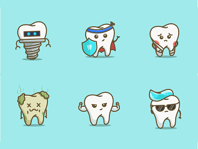 Cute tooth cartoon collections 🦷🦷 cartoon cute dental dentist dentist day illustration logo mascot teeth tooth toothbrush toothpaste