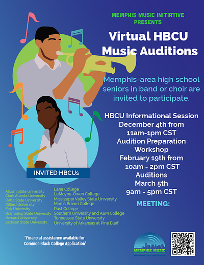 Memphis Music Initiative Virtual HBCU Music Auditions branding design digital art graphic design illustration