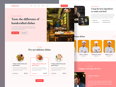 Cuisine Cove - Restaurant Website Landing Page branding chef cooking delicious delivery design figma figma template food foodblogger foodies homepage hotel landing page restaurant restaurant landing page restaurant website ui web design yummy