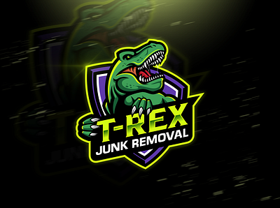 Junk Removal Business dinosaur graphic design junk removal logo t rex