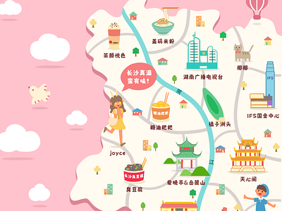 Map of my Dream City - Changsha city flat illustration map tour travel