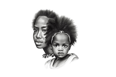 African Mother and daughter graphic design illustration sketch vector