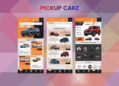Pickup Cars ( Car rental app ) illustration typography ui ui design