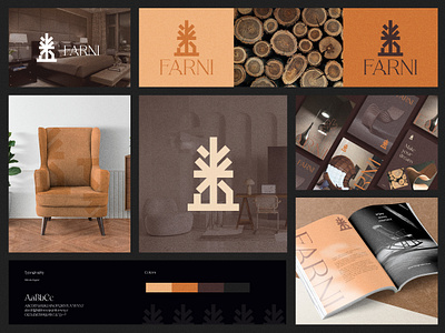 FARNI Branding abstract logo bed brand identity branding chair elegant logo furniture logo graphic design logo logo design logs minimal logo wood