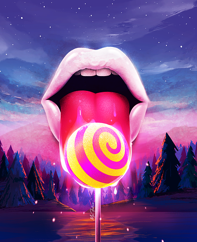 Lollipop 🍭 abstract art colorful creative design digital drawing illustration lick lollipop pop procreate sky sweet tongue vibrant