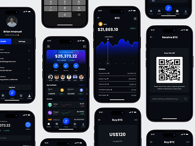 Crypto wallet - Mobile app app design bitcoin blockchain crypto cryptocurrency currency ethereum illustration mobile design mobile ui ui ux wallet