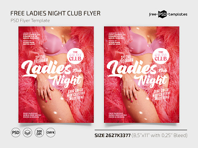 Free Ladies Night Club Flyer Template + Instagram Post (PSD) club event events flyer flyers free freebie ladies night ladies show photoshop print printed psd template templates