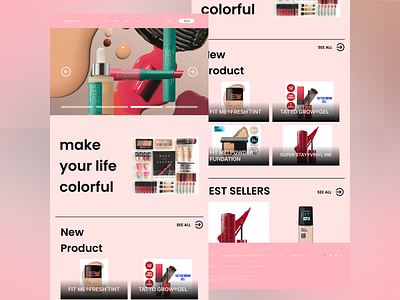 Web Design - MAYBELLINE 2d 3d animation branding design figma for you page fyp fypppppp graphic design illustration landing page laptop gw macbook logo maybelline motion graphics ui web design